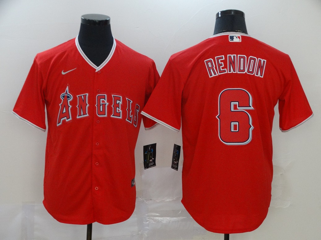 Men's Los Angeles Angels #6 Anthony Rendon Red Cool Base Stitched MLB Jersey